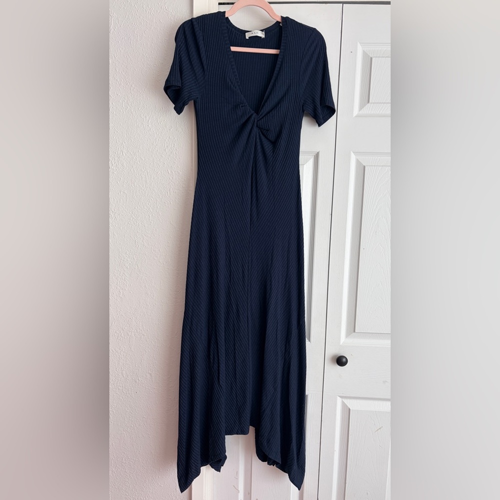 A.L.C Reva Twist Front Short Sleeve Rib Knit Dress Sz Medium - Picture 3 of 12